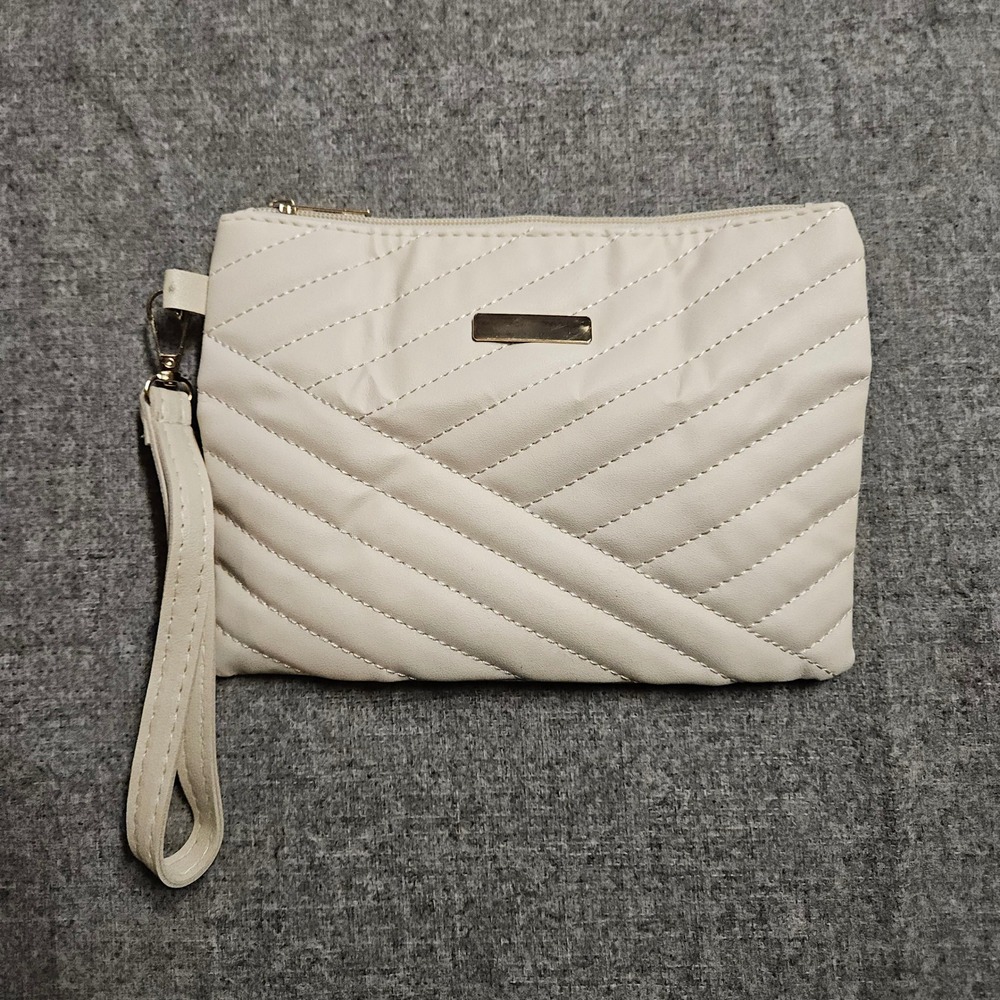 Wristlet Clutch Bag Small White Chevron Pattern‎ Evening Purse